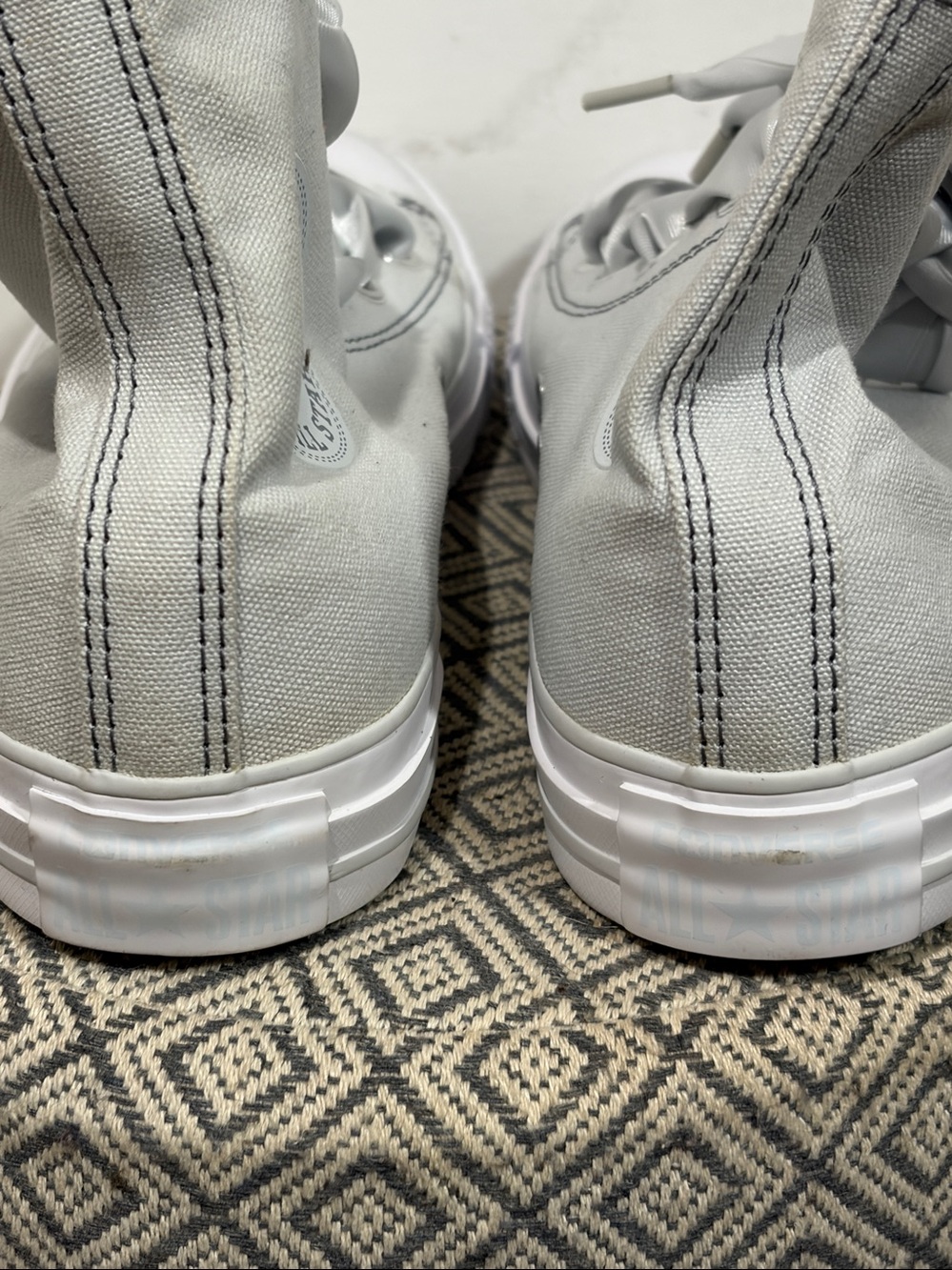 Converse All Star High Top Sneakers Light Gray White Satin Laces Women’s Size 7 - Picture 5 of 7